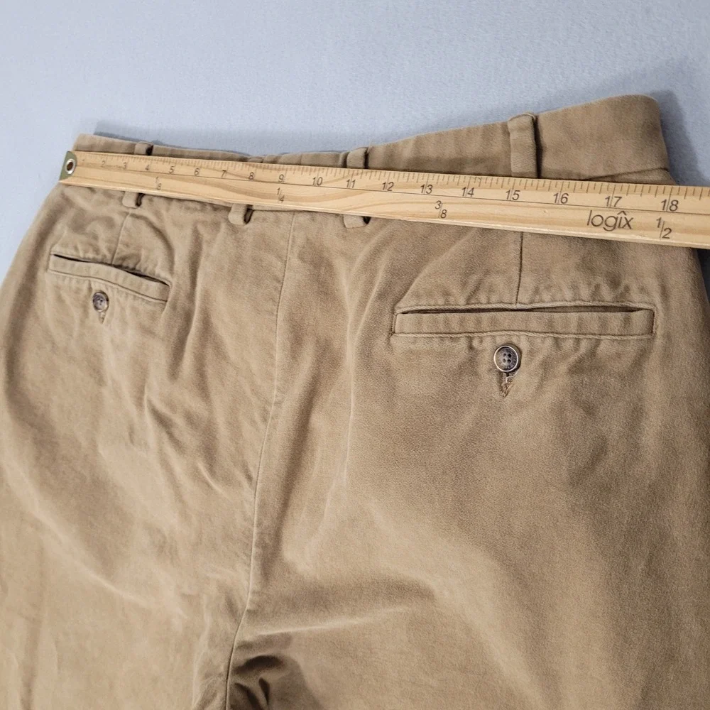 Brooks Brothers Sueded Chino Pants Mens Size 38x32 Tan Wheat‎ Elliot Pleated
